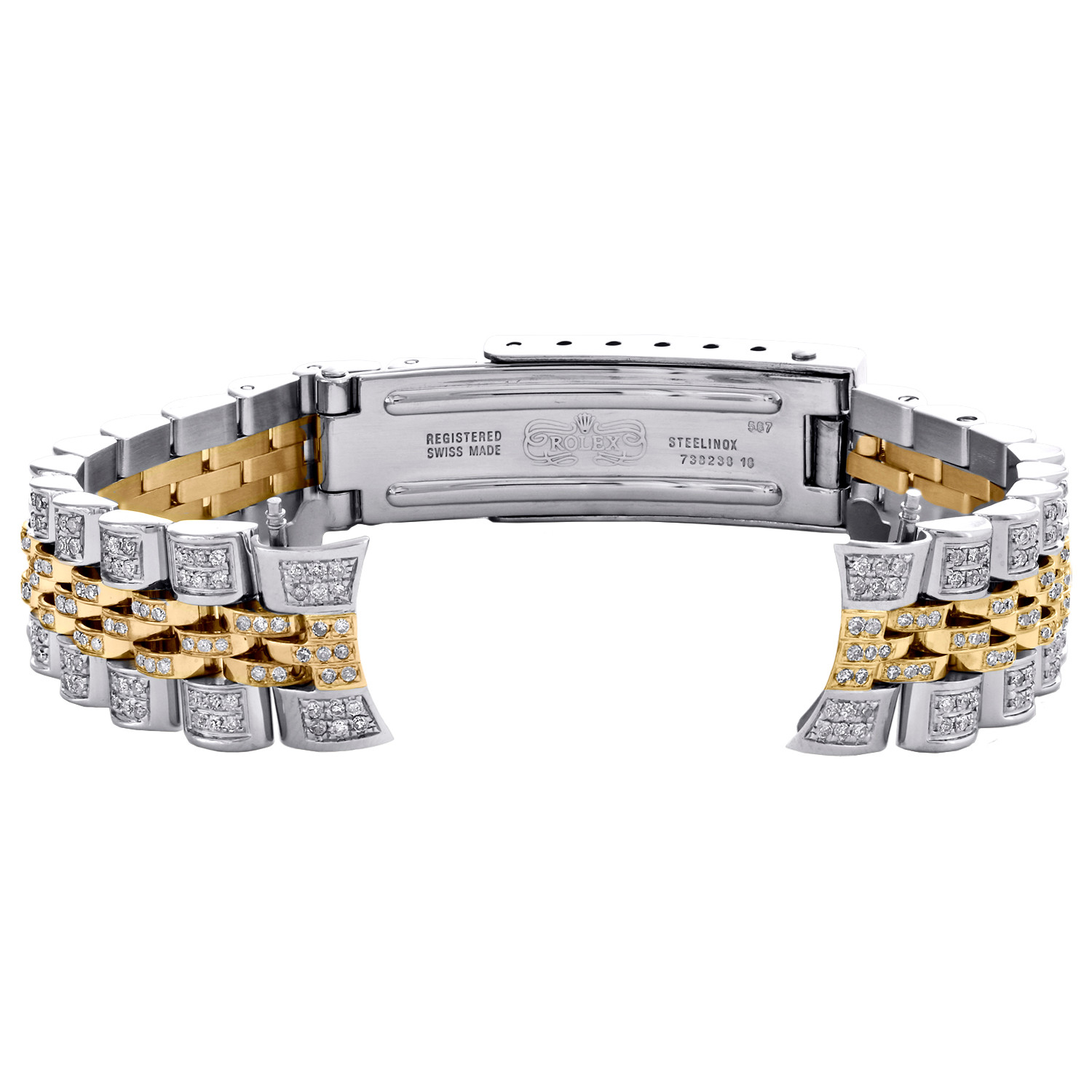 Ladies Custom Diamond Two Tone Jubilee Watch Band Fit 26mm Rolex
