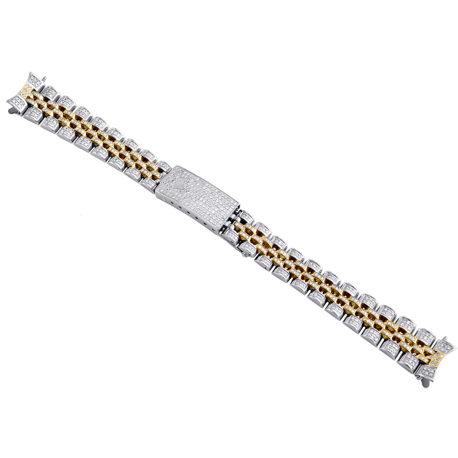 Ladies Custom Diamond Two Tone Jubilee Watch Band Fit 26mm Rolex