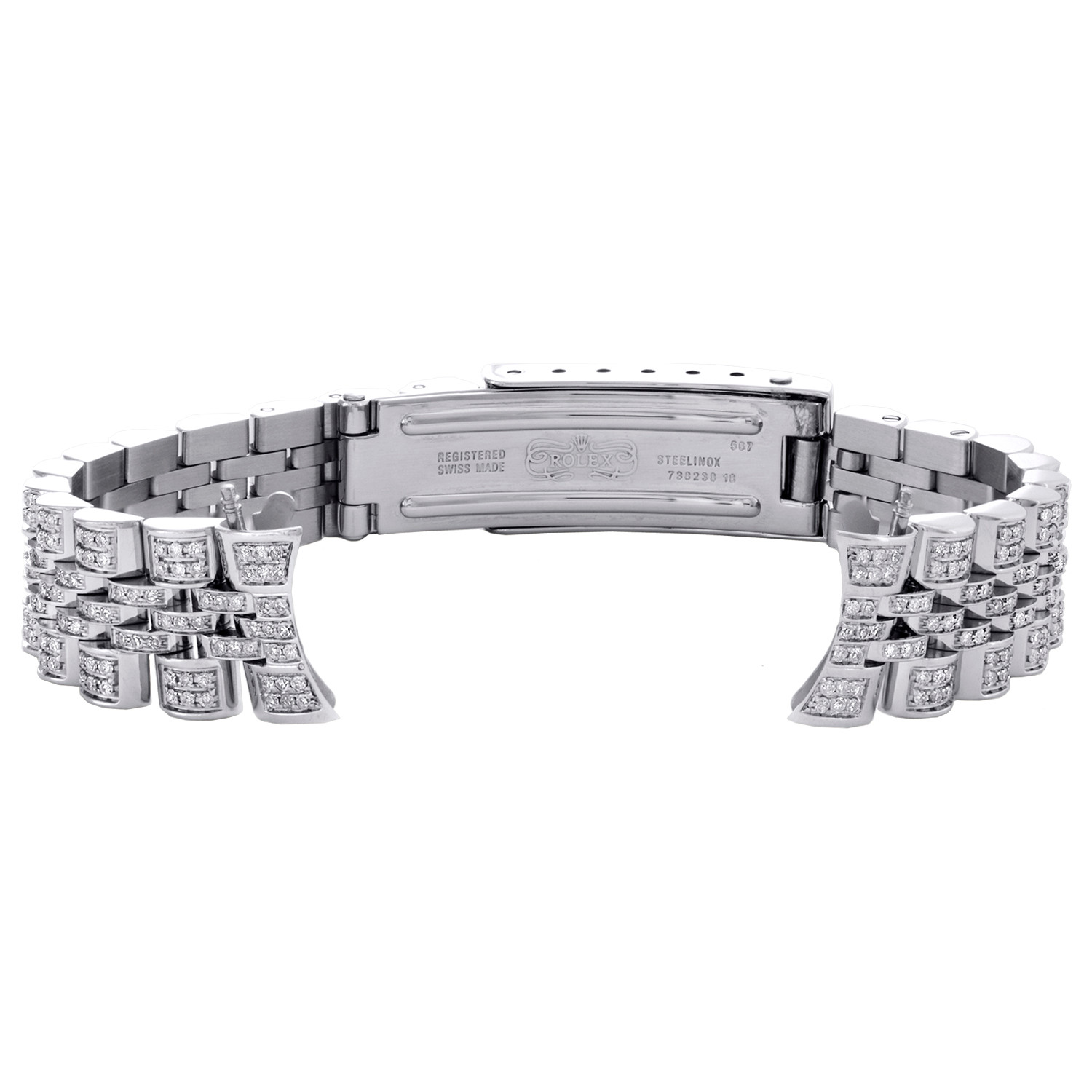 Ladies Custom Diamond Steel Jubilee Watch Band Fit 26mm Rolex DateJust