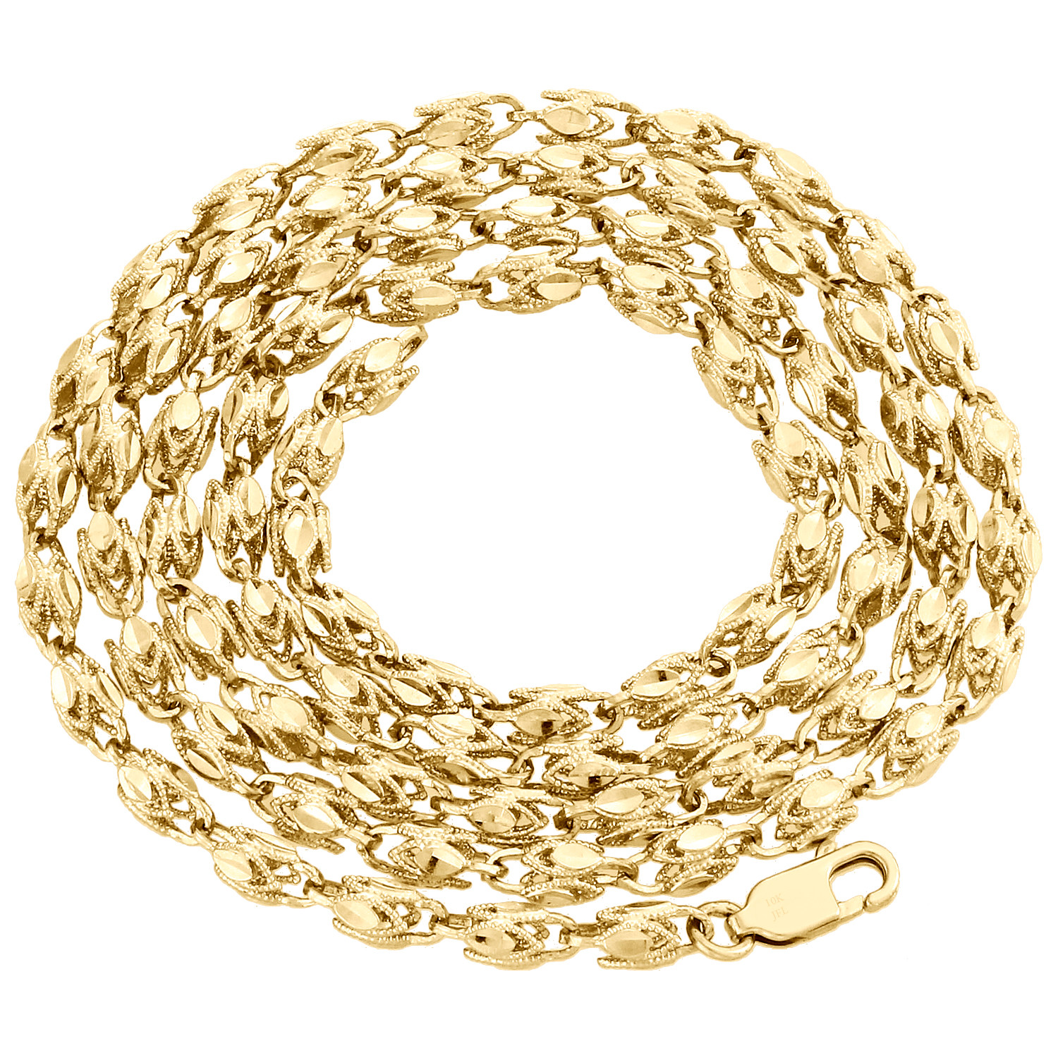 10K Yellow Gold 3D Turkish Rope Fancy Link 5.50mm Chain Statement ...