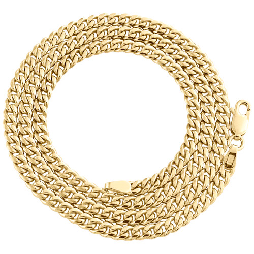 collier chaîne à maillons cubains miami super solide en or jaune 10 carats 3,50 mm 18-30 pouces