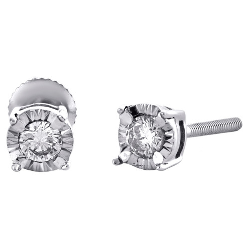 boucles d'oreilles en or blanc 10 carats avec diamant rond à 4 griffes de 4,25 mm, ensemble miracle 1/4 ct