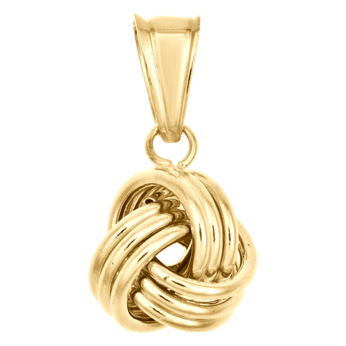 colgante de textura de nudo de amor italiano elegante de oro amarillo de 14 k con dije de alambre triple de 0,70"