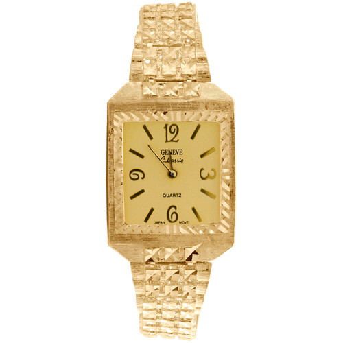 Classic Nugget de oro amarillo de 10Q, 26 mm x 25 mm, negra o champaña JFL Diamonds & Timepieces
