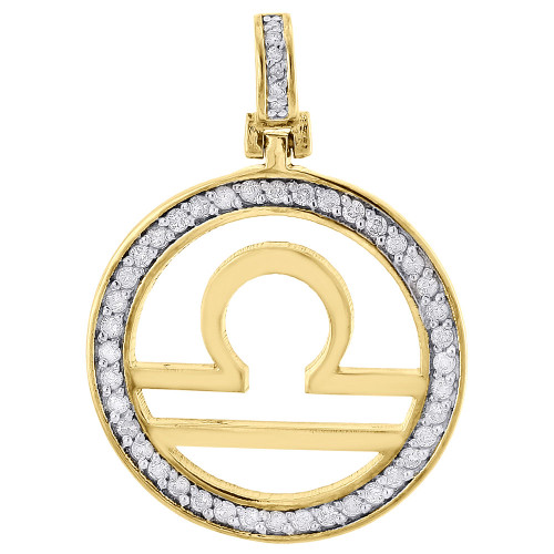 Diamond Greek Omega Symbol Pendant Round Cut 10K Yellow Gold Pave Charm 1.25 Ct.