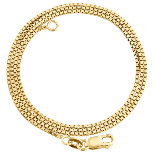 10K Yellow Gold 1mm Solid Square Italian Box Chain Womens Necklace 16 - 24 Inch