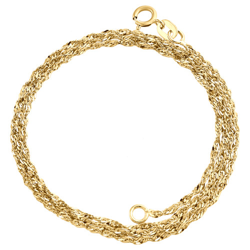 10K Yellow Gold 1.20mm Solid Singapore Link Chain Spring Ring Necklace 16" - 24"