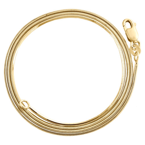 10K Yellow Gold 0.85mm Solid Diamond Cut Round Snake Chain Necklace 16" - 24"