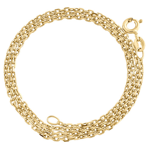 10K Yellow Gold 1.40mm Oval Link Cable Chain Fancy Italian Necklace 16 - 24 Inch