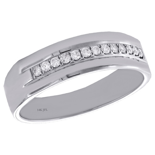 ehering aus 14-karätigem Weißgold mit rundem Diamant, 1-reihiger Krappensatz, 6,50-mm-Ring, 1/5 ct.