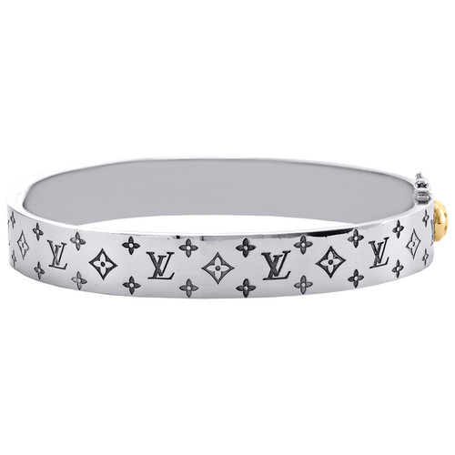 18k vit tvåfärgad guld storlek 21cm louis vuitton armband manschett lv monogram armband 10,50 mm