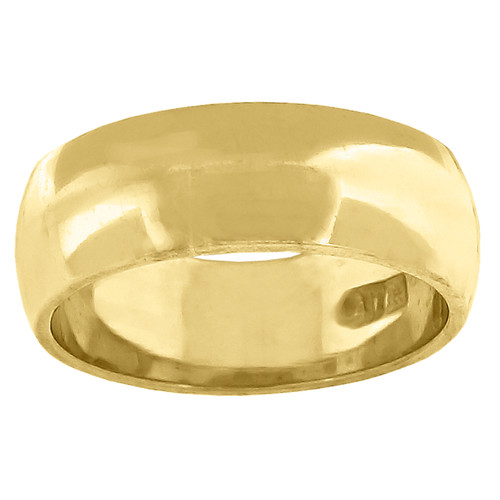 ehering aus 10 Karat Gelbgold, Unisex, massiv, schlicht, normale Passform, 6 mm, Größen 5–14