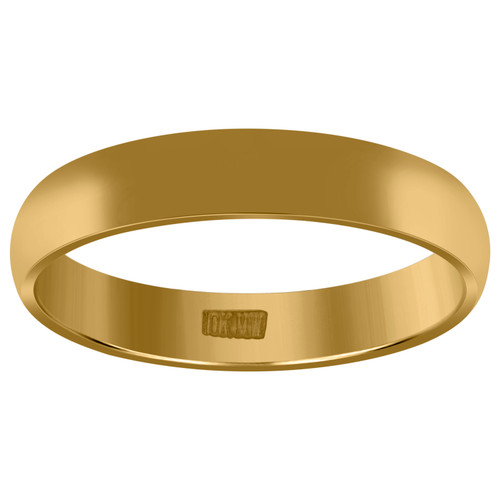 ehering aus 10-karätigem Gelbgold, Unisex, massiv, schlicht, bequeme Passform, 4 mm, Größen 6–13