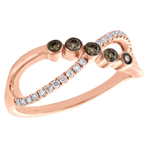 10 K Rose Gold Brown Diamond kvinders Twisted Band Infinity højre hånd Ring 1/4 Ct