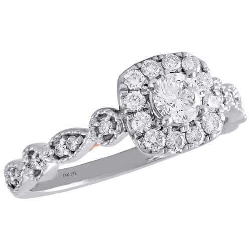 anello di fidanzamento con diamante solitario in oro bicolore 14K con lacrima Milgrain da 3/4 ct.