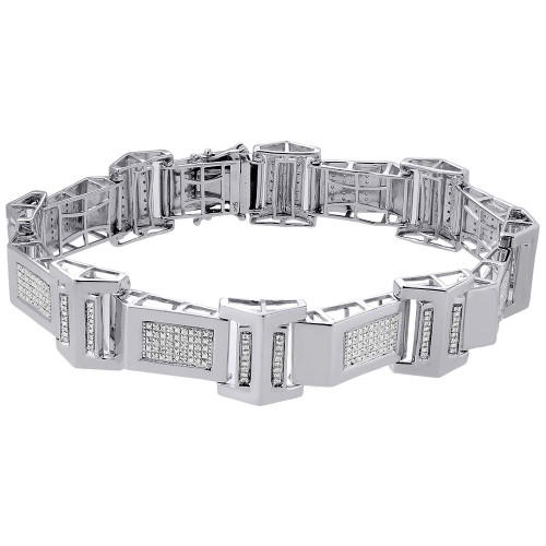 Bracciale con diamanti in argento sterling 925 a taglio rotondo con pavé di 8,5" 0,52 ct