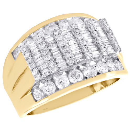 10K Yellow Gold Round & Baguette Diamond Wedding Band 16mm Anniversary Ring 2 CT
