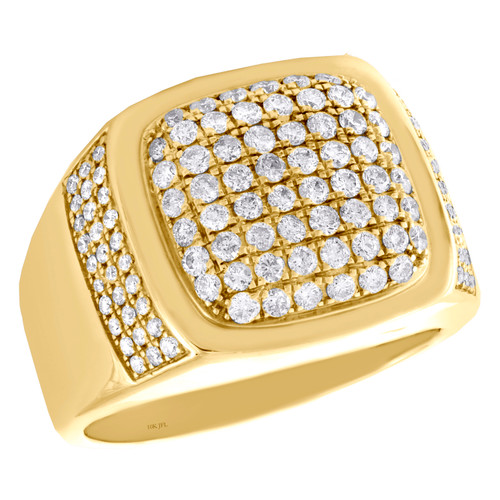 10 k gult guld rund diamant kupol bröllopsring 17 mm fyrkantig pinky ring 1,52 ct.