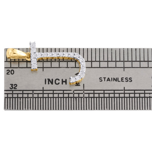 10K Yellow Gold Diamond Initial J Block Letter Pendant 1.1