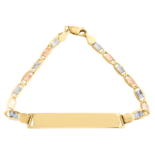 14 karat trefarvet guld diamantslebet valentino link 7 mm id statement armbånd 7"