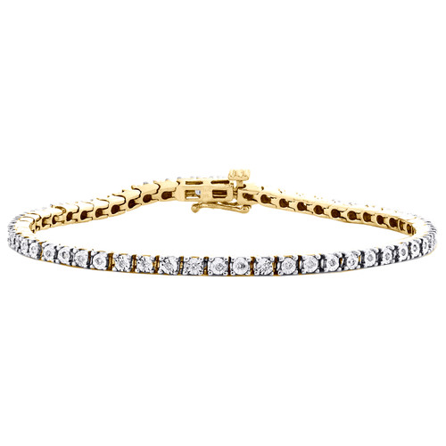 10 k gult guld mirakelsæt diamant tennisled armbånd 1 række design 7" 1/4 ct.