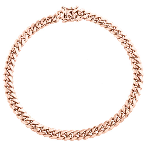 Real 10K Rose Gold 5mm Solid Miami Cuban Link Fancy Style Box Clasp Bracelet 8"