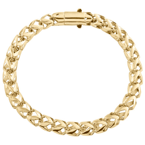 10-karätiges Gelbgold, großes, quadratisches, schickes Gliederarmband im Franco-Stil, 8 mm, 8,5 Zoll