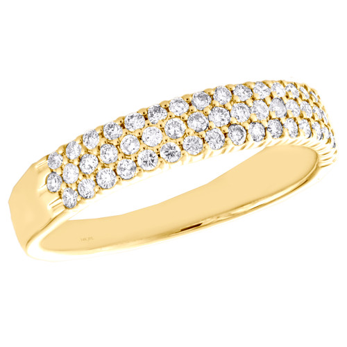 bague de mariage en or jaune 14 carats avec diamants, bague d'anniversaire empilable pour femme, 1/2 ct.