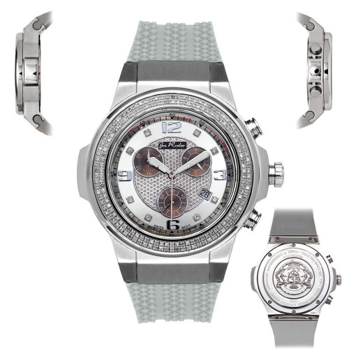 Mens Diamond Watch Joe Rodeo Panther JPT5 1.50Ct Chronograph Illusion White Dial