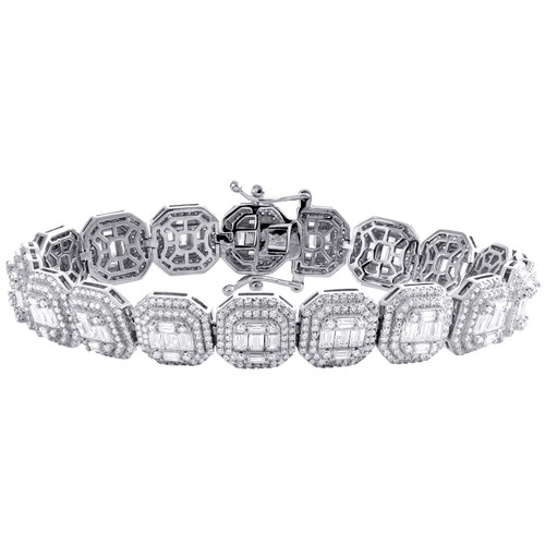 Rundes Statement-Armband aus Sterlingsilber und Baguette-Moissanit, 8,5 Zoll, 12 mm, 5,45 ct