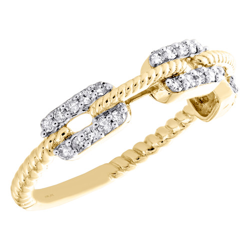 ehering-Jubiläumsring aus 10-karätigem Gelbgold mit Diamantkettengliedern, Milgrain, 1/4 ct