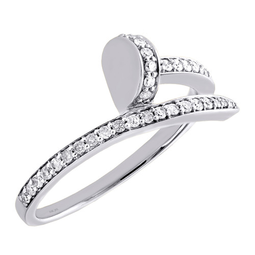 10 K vitguld Diamond Nail Ring Damårsjubileum / Promise Band 1/4 Ct.