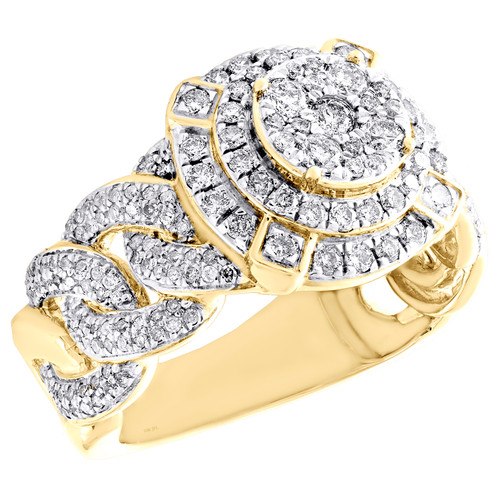 10K Yellow Gold Puff Gucci Link Diamond Pinky Ring 14mm