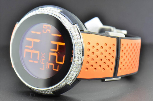 Nuevo reloj digital naranja de 49 mm con esfera de 49 mm y diamantes personalizados para hombre Gucci i- Gucci ya114104