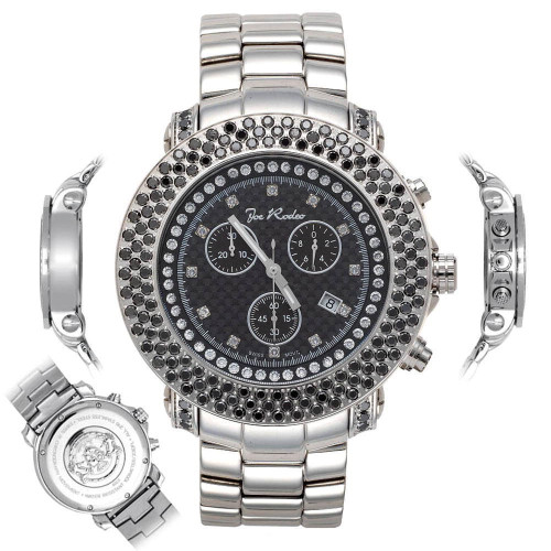 Men's Diamond Watch Joe Rodeo Junior JJU45 6.00 Ct Black Illusion Dial