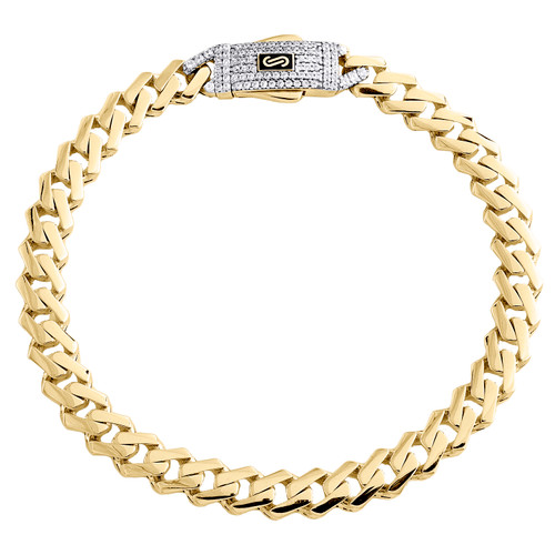 10K Yellow Gold Cubic Zirconia Monaco / Cuban Link 6.5mm Statement
