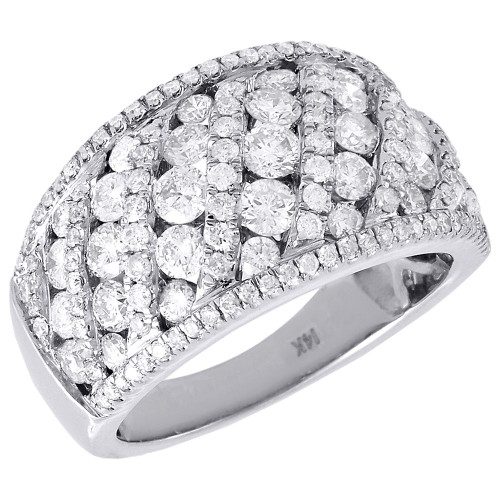 Diamond Wedding Ring 14K White Gold Ladies Round Cut Fashion Band 2.02 Tcw.
