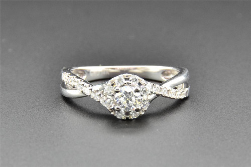 Solitaire Diamond Engagement Ring 14K White Gold Round Cut Infinity 0.25 Ct