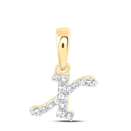 10K Yellow Gold Real Diamond Women's Block Font Initial X Mini Pendant 1/20 CT