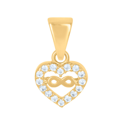 10K Yellow Gold CZ Women's 0.35" Mini Love Open Charm Infinity in Heart Pendant