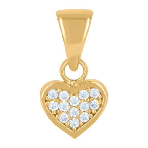 10K Yellow Gold Round CZ Women's 0.50" Love Heart Mini Cluster Heart Pendant