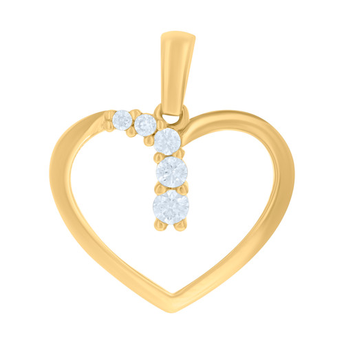 10K Yellow Gold Round CZ Women's 0.75" Love Charm Journey Heart Frame Pendant