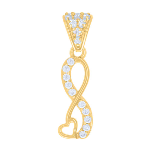 10K Yellow Gold Round CZ Women's 0.85" Charm Infinity Symbol w/ Heart Pendant