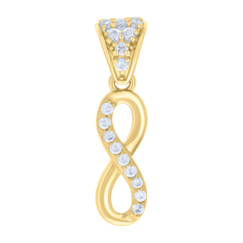 10K Yellow Gold Round CZ Women's 0.85" Cluster Charm Vertical Infinity Pendant