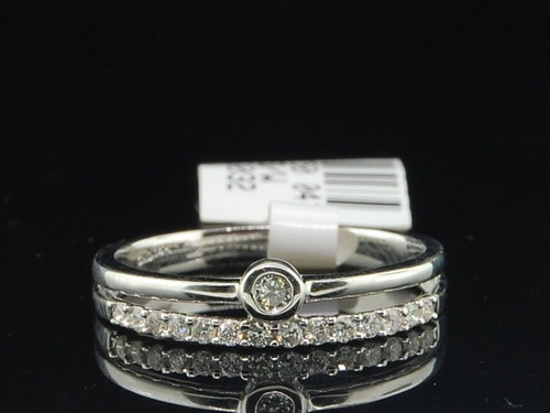 Ladies 14K White Gold Diamond Engagement Ring Wedding Band Bridal Set .20 Ct.