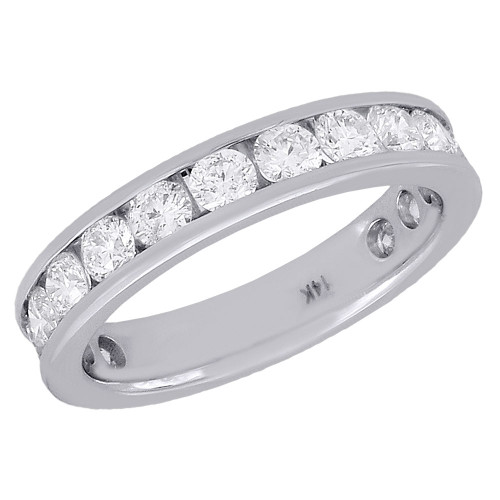 14k White Gold Diamond Channel Set Wedding Engagement Eternity Band Ring 2.03 Ct