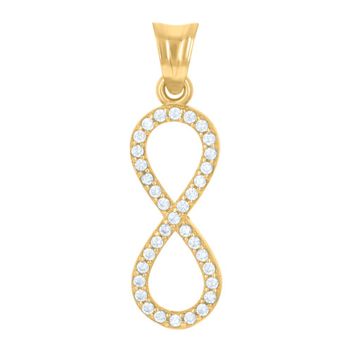14K Yellow Gold CZ Womens 1.35" Love Open Charm Vertical Infinity Symbol Pendant