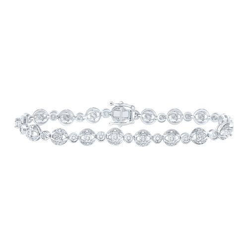 Sterling Silver Diamond Women's 7mm D/C Round Link Tennis Bracelet 1/3 CT | 7"