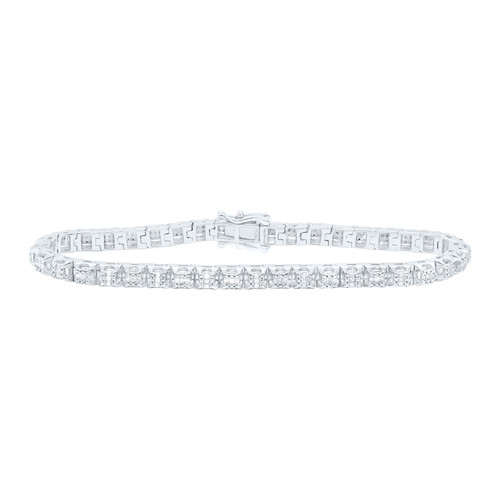 925 Sterling Silver Diamond Women's Basket Square Tennis Bracelet 1/3 CT | 7"