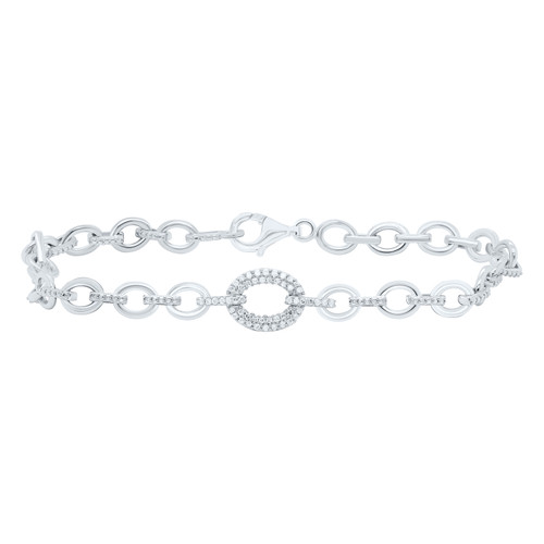 925 Sterling Silver Real Diamond Women's Bar Oval Link Tennis 7" Bracelet 1/5 CT